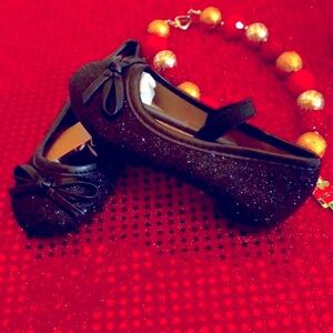 Musshoe Black Glitter Girls Dress Shoe NWT